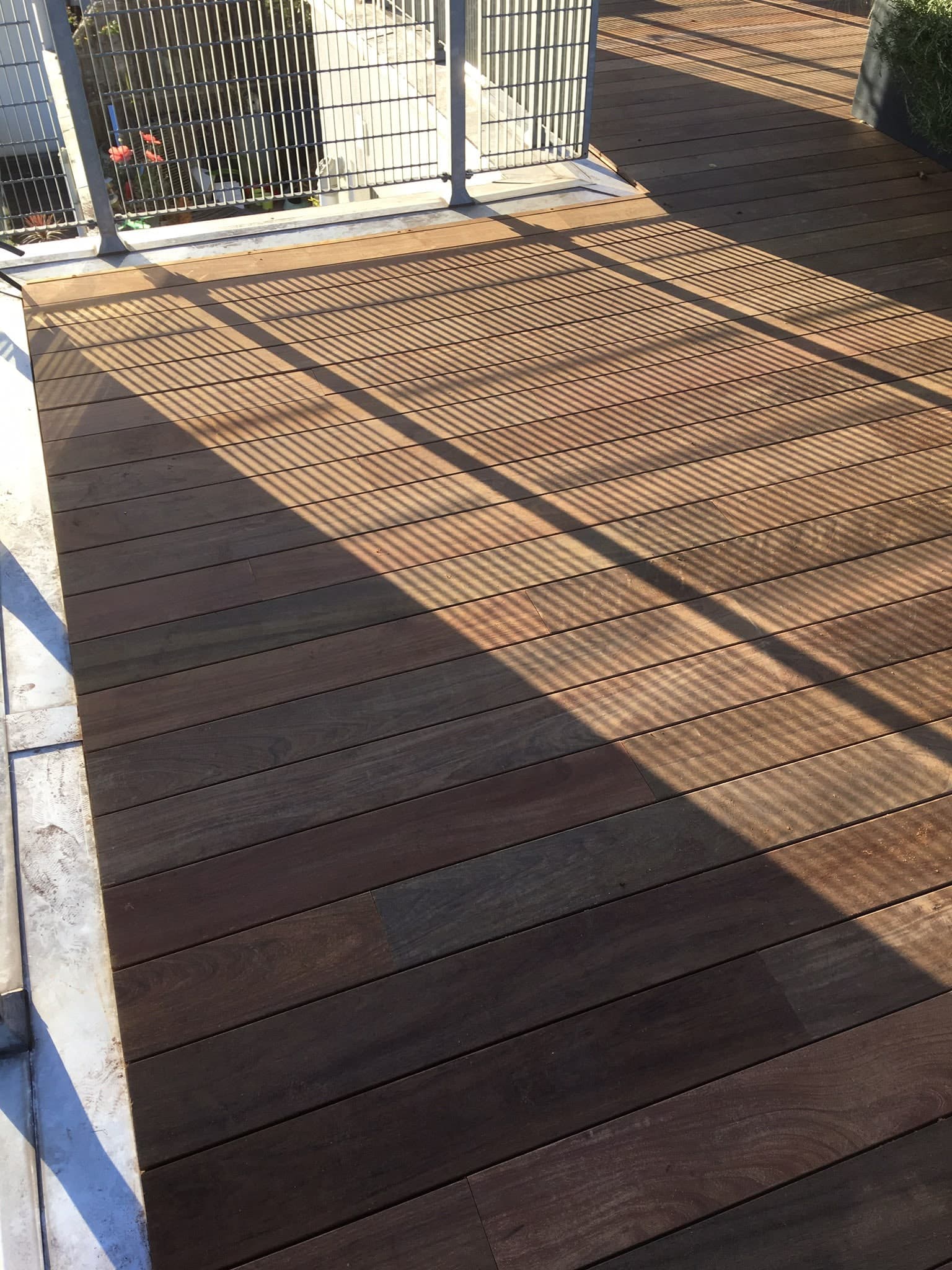Finished hardwood decking