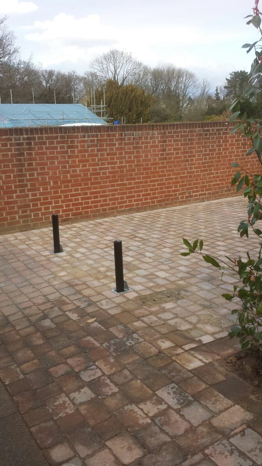 Block paving with recessed lights