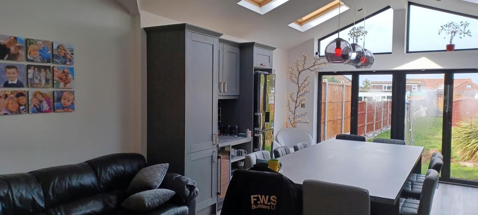 Grey shaker kitchen in the finished extension