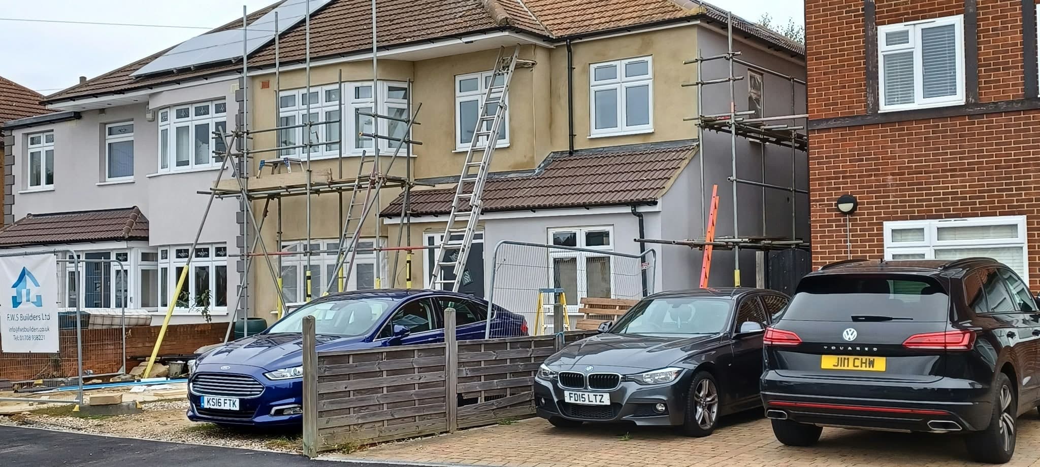 Scaffold up at the front for a loft conversion